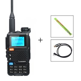 Quansheng UV-5R Plus 50-600MHz bande aérienne talkie-walkie bande croisée interphone brouilleur NoAA Freq copie Radio FM avec batterie 2200mah - Type 771 cable-EURO