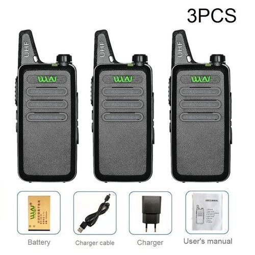 Walkie-Talkie Portable Wln Kd-C1 5w,1/2/3/4/5/6 Pièces,Station Radio Amateur Cb Pour Enfants,Émetteur-Récepteur Radio Uhf Rechargeable Par Usb - Type 3pcs Black-Euro