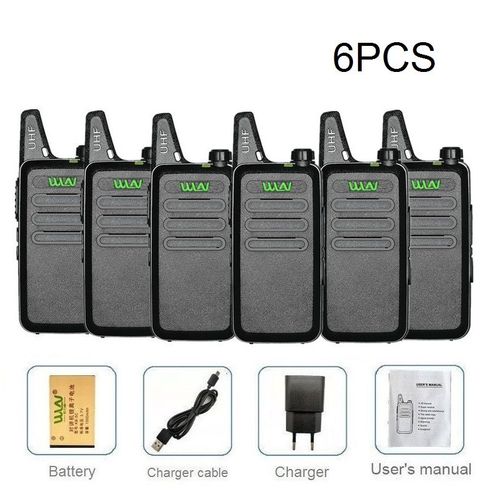 Walkie-talkie Portable WLN KD-C1 5W,1/2/3/4/5/6 pièces,Station Radio amateur CB pour enfants,émetteur-récepteur Radio UHF Rechargeable par USB - Type 6pcs black-EURO