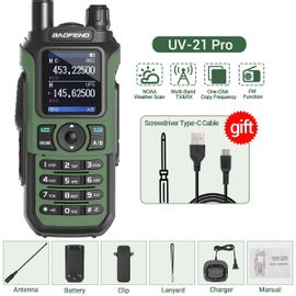 Baofeng UV 21 Pro Sans Fil Copie Morte Walperforé Talkie 999CH AM Longue Portée Étanche Multi-Bande Type-C Ham Radio UV 5R UV-K6 - Type Green-Euro