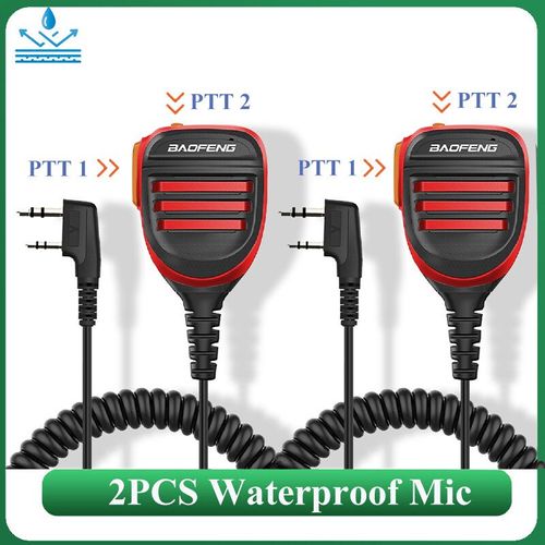 Haut-Parleur Talkie-Walkie,2 Pièces,Micro Ptt Étanche Pour Uv-5rh Dm-1701 Uv-17 Uv-K5 Uv-K6 Uv18 Pro,Accessoires Radio - Type Red-2