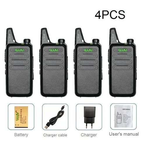 Walkie-talkie Portable WLN KD-C1 5W,1/2/3/4/5/6 pièces,Station Radio amateur CB pour enfants,émetteur-récepteur Radio UHF Rechargeable par USB - Type 4pcs black-EURO
