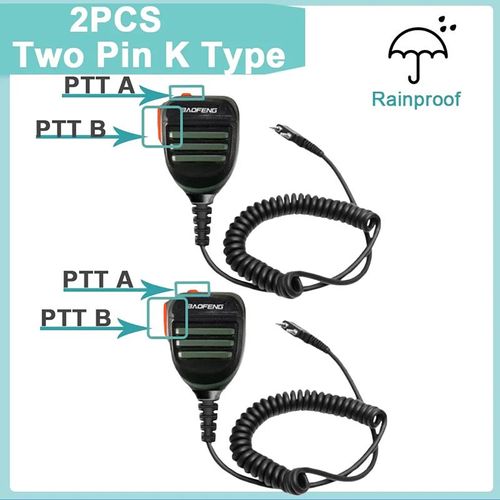 Baofeng UV-5R Microphone haut-parleur d'épaule 2 broches pour Walkie Quansheng uv-k5 uv-k6 UV-5R/UV-82/UV-16/TH UV8000D Radio bidirectionnelle - Type 2 PPT-Olive-2pcs