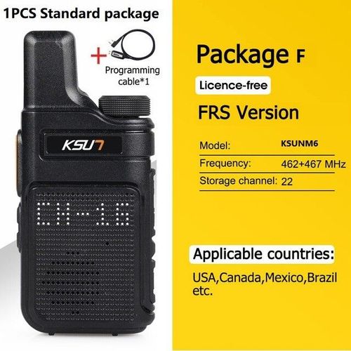 KSUN X-M6 Mini Radio bidirectionnelle FRS PMR 446 talkie-walkie professionnel Portable petits Radios Comunicador émetteur-récepteur Station 1 ou 2 - Type Package F FRS Cable