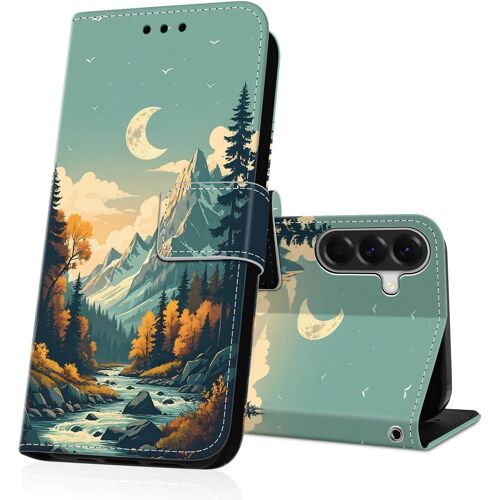 SJZG-Coque Pour Samsung Galaxy A56 5G Magnétique Fentes De Cartes Protection Cover Multifonction Antichoc Silicone Housse Galaxy A56 5G Etui En Cuir Pu Portefeuille Flip Case - Paysage D'Automne