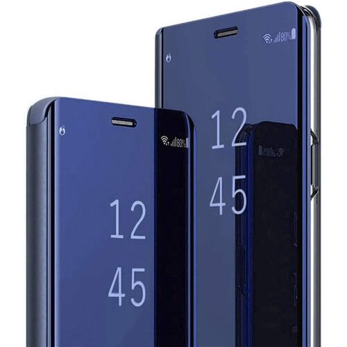 SUBZONAL-Coque Samsung A16 Clear View Flip Case Placage Miroir Effet Etui à Rabat Rigide PC+PU Cuir Housse pour Samsung Galaxy A16 5G Coque avec Béquille 360 Full Body Antichoc Cover (Bleu)