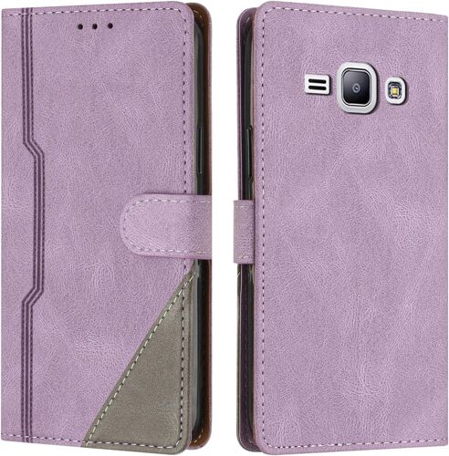 SJZG-Coque Pour Samsung Galaxy J1/J100 2015, Housse Etui Portefeuille Cuir Multifonction, Fermeture Magnétique À Clapet Anti-Choc Flip Case Compatible Avec Samsung Galaxy J1/J100 2015 (Pourpre)