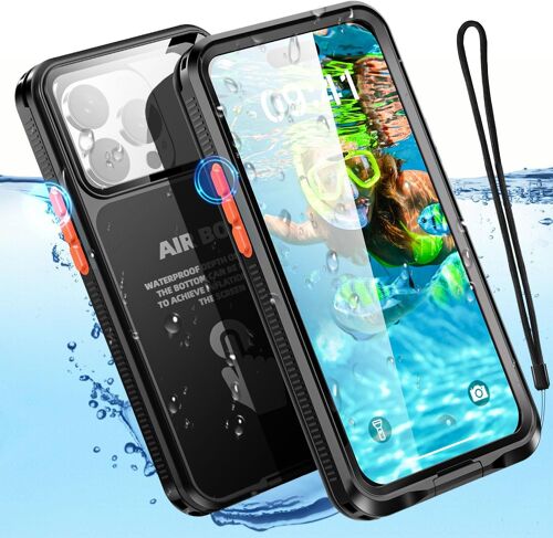 KALANKA-Étui étanche à bouton pour iPhone 6,7"" [15 Pro Max/14 13 12 Pro Max/15 Plus/14 Plus], étui étanche pour écran tactile sous-marin pour plage/natation/parc aquatique/plongée avec tuba