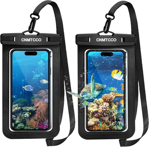 Waterproof Smartphone Pouch 2 Pieces Ipx8 Waterproof Bag For Iphone 15, 14, 13, 12 Pro Max, 11, 11 Pro, Xs Max, Xr, Xs, X, 8, Galaxy S20/S21/S22, Huawei Up To 7.0 Inches (Black)
