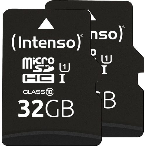 SUBZONAL-Carte mémoire microSDHC Premium 2 x 32 Go Classe 10 UHS-I avec Adaptateur SD (jusqu'à 90 Mo/s) Noir