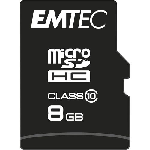 8GB Class 10 microSDHC card, Read speed up to 20MB/s, ideal for smartphones and tablets, compatible with SDHC/SDXC, Size: 8 GB, Colour: Black