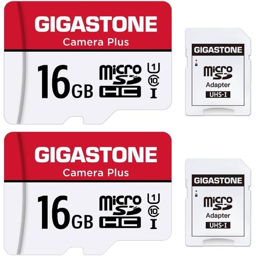 Carte Mémoire 16 Go Lot De 2 Cartes, Caméra Plus Série, Vitesse Allant Jusqu'à 85 Mo/S. Idéal Pour Full Hd Vidéo Gopro Caméra Drone, U1 C10 Carte Micro Sdhc Avec Mini Étui Et Adaptateur Sd.