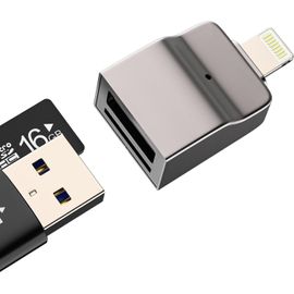 Adaptateur Lightning Vers Usb (2 En 1) Lecteur Carte Micro Sd Pour Iphone 14 13 12 Pro Max Pour Apple Câble Otg 3.0 Numérique Appareil Photo Clavier Tf Card Reader Mémoire Photos Convertisseur Pour