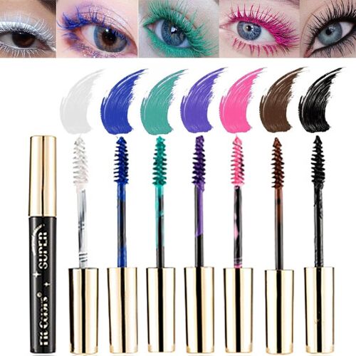 Kal-Mascara 7 Couleurs -Coloré, Waterproof, Bleu, Violet, Vert, Blanc, Noir, Marron -Maquillage Yeux Femme Pour Noël, Fête D'anniversaire 