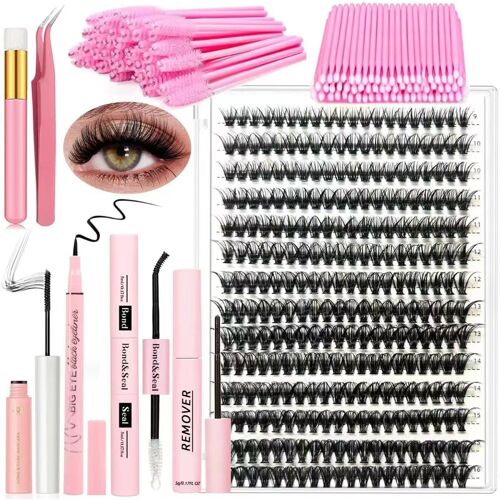 Kal-Kit Extension Cils 280 Pièces 9-16mm Longueur 40d Faux Cils Individues Cluster Et Ligature Et Scellement Colle Remover Eyeliner Stylo Mascara Pinces À Épiler Mascara Starter Set 