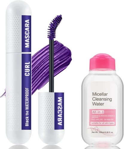 Loc-Set De Mascara Et Démaquillant Coloré,Mascara Noir Anti-Boulochage,Violet Bleu,Volumineux De Charme Longue Durée 