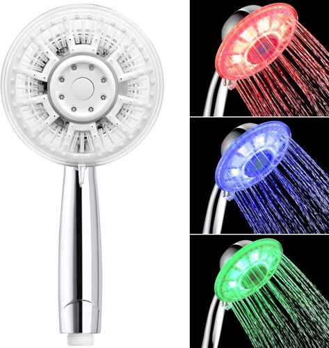 ChenQuanSarl-Pommeau Douche Led, 2 Modes Douchette Seule Led, Pommeau De Douche Lumineuse, Douchette Douche Lumineuse Led (3 Couleurs, Contrôle De Température)