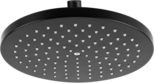 Pommeau de douche rond de 8,7 pouces - Pommeau de douche cascade avec buses anti-calcaire - Pommeau de douche réglable - Grand pommeau de douche en acier inoxydable - 22 cm - Noir poli