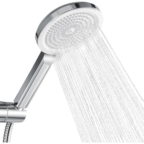 KALANKA-Pomme de Douche Anticalcaire et Haute Pression - Tete de douche de Grande Taille 127 mm avec 4 Modes R¿¿glables - Finition Chrom¿¿e ou Blanc