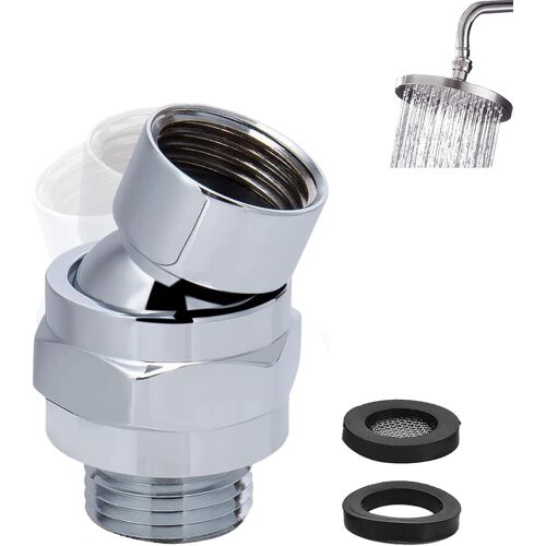 JGD-Adaptateur de pommeau de douche, adaptateur de douchette à 360 °, avec joints d'étanchéité pour douche à effet pluie, joint à rotule, adaptateur de tuyau de douche, adaptateur pour extension de