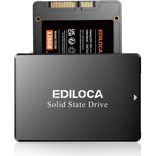 CAP-ES106 Disque Dur Interne SSD SATA III 2,5"" 3D Nand Jusqu'à 500 Mo/S en Lecture, Mise à Niveau de la MéMoire et du Stockage pour PC ou Ordinateur Portable (SSD 128 Go)