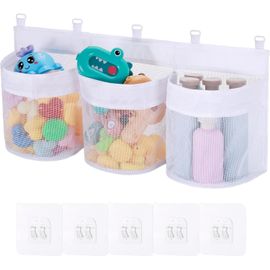 Filet Pour Jouets De Bain Filet De Rangement Pour Jouets De Bain Bébé - Organiseur Avec Crochets Adhésifs - Capacité 7,6L - Nylon Résistant Filet Jouet Bain Enfant