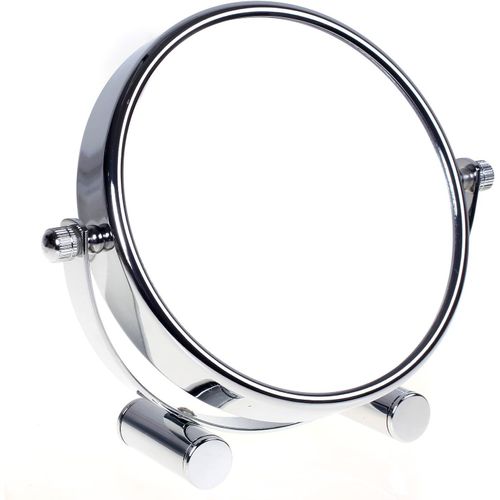 Kal-Miroir De Maquillage/Miroir Cosmétique, Pivotant À 360° - Double Face: Normal Et Grossissement X10.Miroir Sur Pied, Miroir Rasage, Miroir Salle De Bain, Chromé, Kxd3104 - X10 