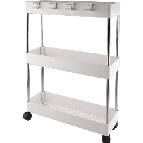 ytseazn-Chariot De Rangement 3 Niveaux,Desserte À Roulettes Multifonctionnel Mobile Étagère Avec Roulettes Pour Bureau,Salon,Salle De Bain,Cuisine,Buanderie(Blanc)
