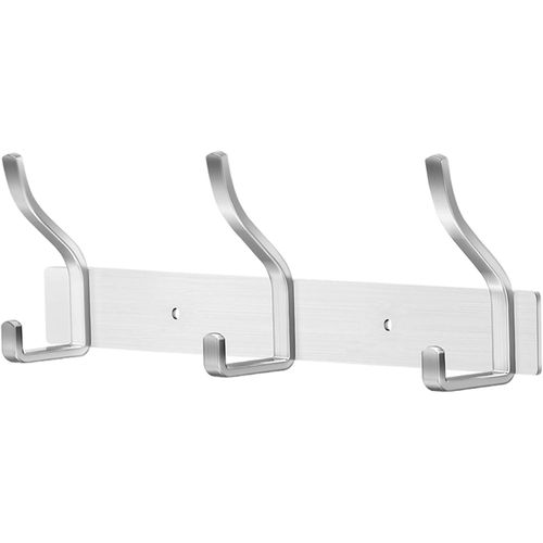 Porte Manteau Mural, Patere Murale en Acier Inoxydable, Porte Manteaux pour Chambre Salle de Bain Cuisine (Argent, 3 Crochets, 1Pcs)