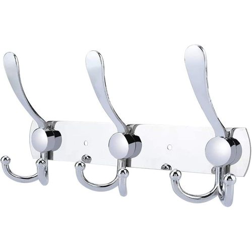 TIANYI-Porte Manteau Mural en Acier Inoxydable, Patères Porte Manteaux Crochet Mural pour Manteaux Serviettes Peignoirs (Argent, 9 Crochets, 1pcs)