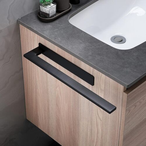 Porte-serviettes mural sans perçage, acier inoxydable, noir mat, bras simple, autocollant, pour salle de bain, toilettes et cuisine