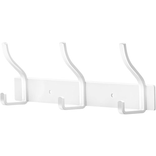 Porte Manteau Mural, Patere Murale en Acier Inoxydable, Porte Manteaux pour Chambre Salle de Bain Cuisine (Blanc, 3 Crochets, 1Pcs)