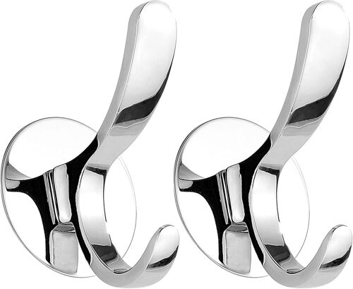 KALANKA-Crochet Porte Manteau Patere Murale Crochet Serviette Acier Inoxydable Poli Manteau Peignoir Cuisine Torchon Pose sans Abîmer Le Mur Argenté Paquet de 2