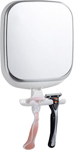 Miroir De Rasage Sans Buée Pour Salle De Bain, Miroirs De Douche À Succion Pour Rasage Anti-Buée Avec Maintien Du Rasoir, Non Perçant Et Amovible, Résistant À L'eau Et Aux Chocs, Blanc 