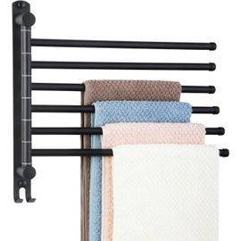 Porte-Serviettes Extensible Salle De Bain - Acier Inoxydable Noir Mat - Longueur Réglable 37,5-68 Cm - Fixation Murale