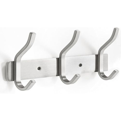 Porte Manteau Mural, Portemantea en Acier Inoxydable, Porte Manteaux avec 3 Crochets pour Chambre, Salle de bain, Cuisine (Argent, 3 Crochets)