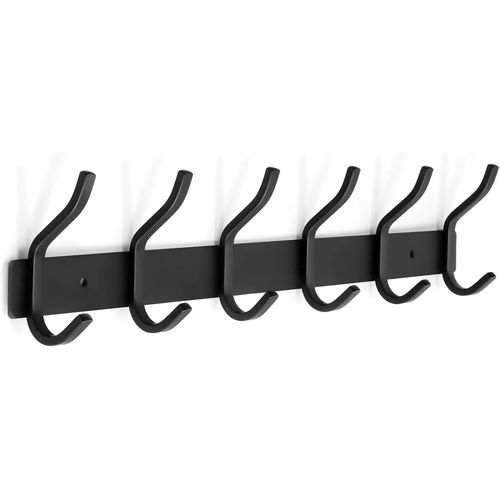SJZG-Porte Manteau Mural, Portemantea En Acier Inoxydable, Porte Manteaux Avec 6 Crochets Pour Chambre, Salle De Bain, Cuisine (Noir, 6 Crochets)
