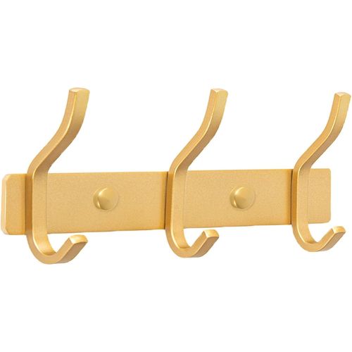 SJZG-Porte Manteau Mural, Portemantea En Acier Inoxydable, Porte Manteaux Avec 3 Crochets Pour Chambre, Salle De Bain, Cuisine (Doré, 3 Crochets)