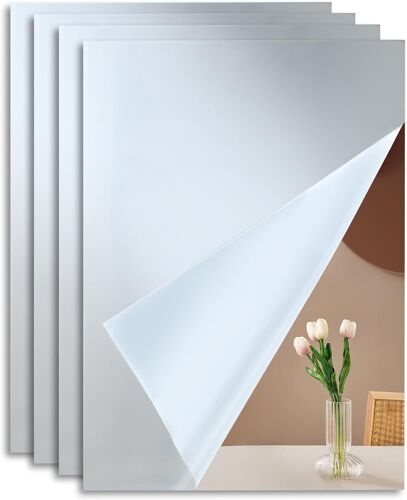 Wenrescry 4 Pièces Miroirs Adhésifs Muraux en Acrylique - Décoration Murale Pratique, Anti-Humidité et Résistant aux Chocs, Format A4 pour Salle de Bain et Chambre