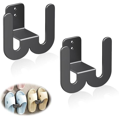 Cap-Lot De 2 Porte-Chaussures Muraux, Porte-Chaussures Pour Porte D'entrée De Salle De Bain, Noir, Étagère À Chaussures Murale Multifonctionnelle, Étagère Murale À Suspendre Pour Pantoufles.