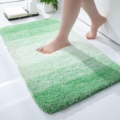 CAP-Tapis de Bain Doux - 40 x 60 cm - Antidérapant - Lavable - Tapis de Bain Moelleux à Poils Longs en Microfibre Absorbant - Vert