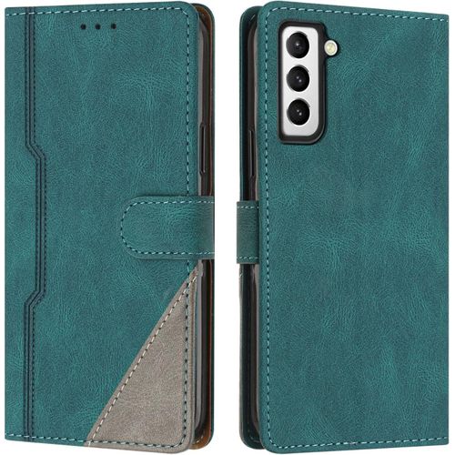 Coque Pour Samsung Galaxy S21 Fe, Housse Etui Portefeuille Cuir Multifonction, Fermeture Magntique Clapet Anti-Choc [Fonction Support] Flip Case Compatible Avec Samsung S21 Fe (Vert)