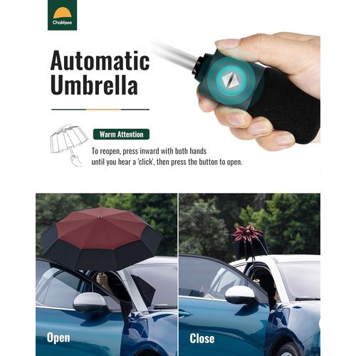 TZF-Parapluie Pliant Compact - Parapluie Homme Automatique Resistant Vent, Parapluies de Voyage Portables, Auvent à Double Ventilation Revêtement en 210T, Portée 102 cm, 9 Sections