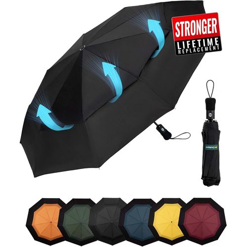 JGD-Parapluie Pliant Compact - Parapluie Homme Automatique Resistant Vent, Parapluies de Voyage Portables, Auvent à Double Ventilation Revêtement en 210T, Portée 102 cm, 9 Sections