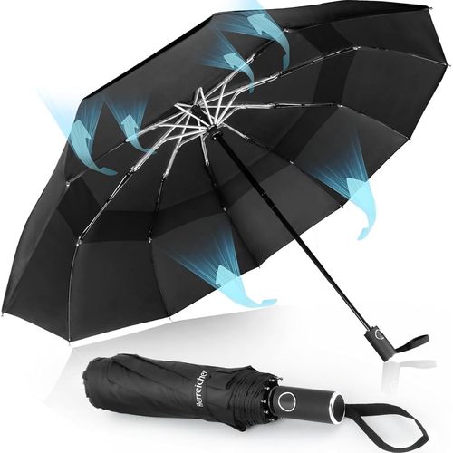 JGD-Parapluie Pliant Résistant au Vent - Nouveau Automatique Parapluie Solide aux Tempêtes Portable Compact Double Toit Coupe-Vent Ventilé De Voyage Pour Homme et Femme 10 Sections 102cm