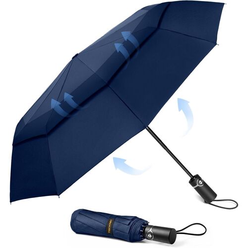 Parapluie Pliant Coupe-Vent, Pour Voyage, Automatique, Grand Parapluie Résistant Au Vent Avec 10 Baleines, Pour Golf Solide Et Léger, Compact Pour La Pluie