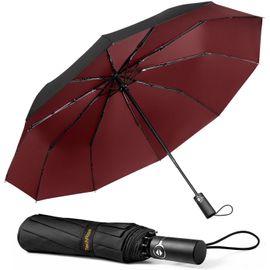 Jfkjg-Techrise Parapluie Pliable, Parapluie Automatique Compact Coupe-Vent Avec 10 Baleines, Ouverture Et Fermeture Automatiques À Un Seul Bouton, Parapluie De Voyage Portable Pour Hommes Et Femmes