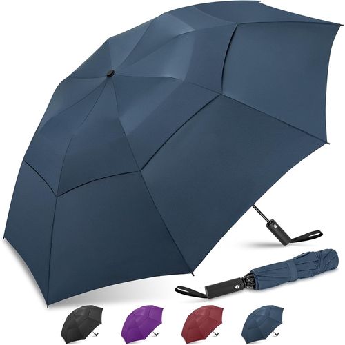 TZF-Large Compact Parapluie De Golf 54/62 Pouces,Parapluie RéSistant Au Vent Parapluie Pliant Portable pour Le Voyage à Double CanopéE VentiléE pour Hommes Femmes