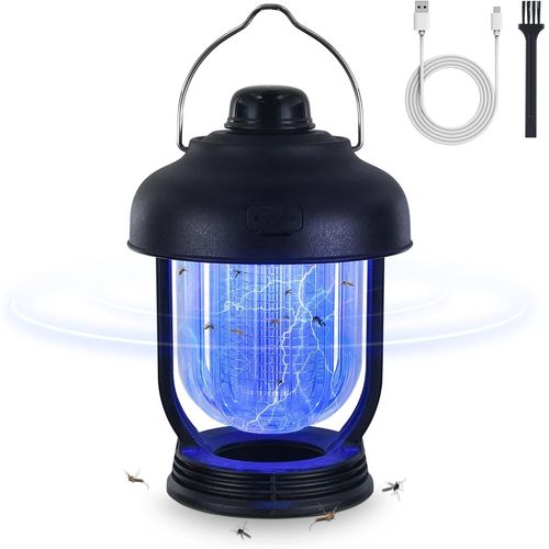 ASFASFq-Lampe Anti Moustique Camping,2 en 1 Tué Mouche Électrique Batterie USB Rechargeable,Portable Étanche Piege a Moustique Extérieur,Destructeur d'insectes,Lampe Anti Insecte pour Jardin Tentes