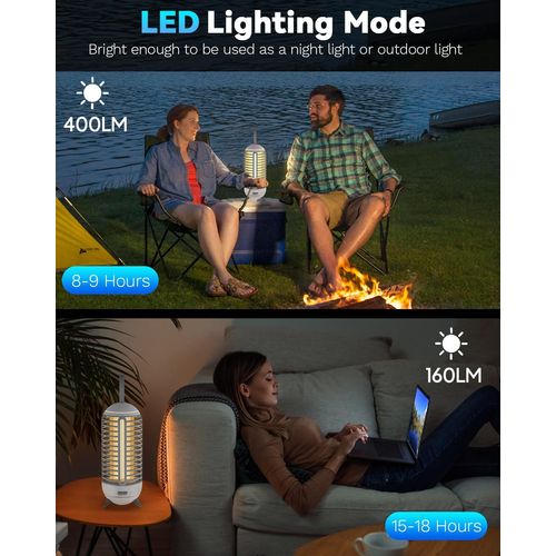 ASFASFq-Lampe Anti Moustique, Anti-moustiques Lampe de Camping 2 en 1, 2500mAh USB Rechargeable Lampe Anti Mouche UV avec lumière LED Portable pour Extérieur Interieur Voyage
